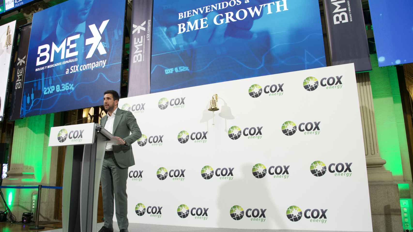 Enrique Riquelme, presidente de Cox Energy, en el lanzamiento de la compañía en el BME Growth español