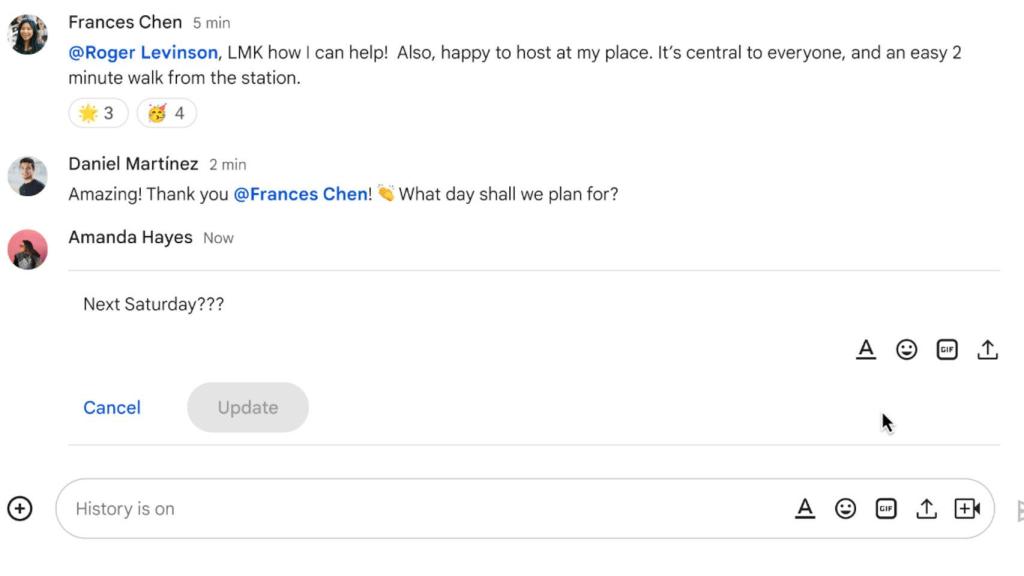 Google Chat permite editar mensajes ya enviados