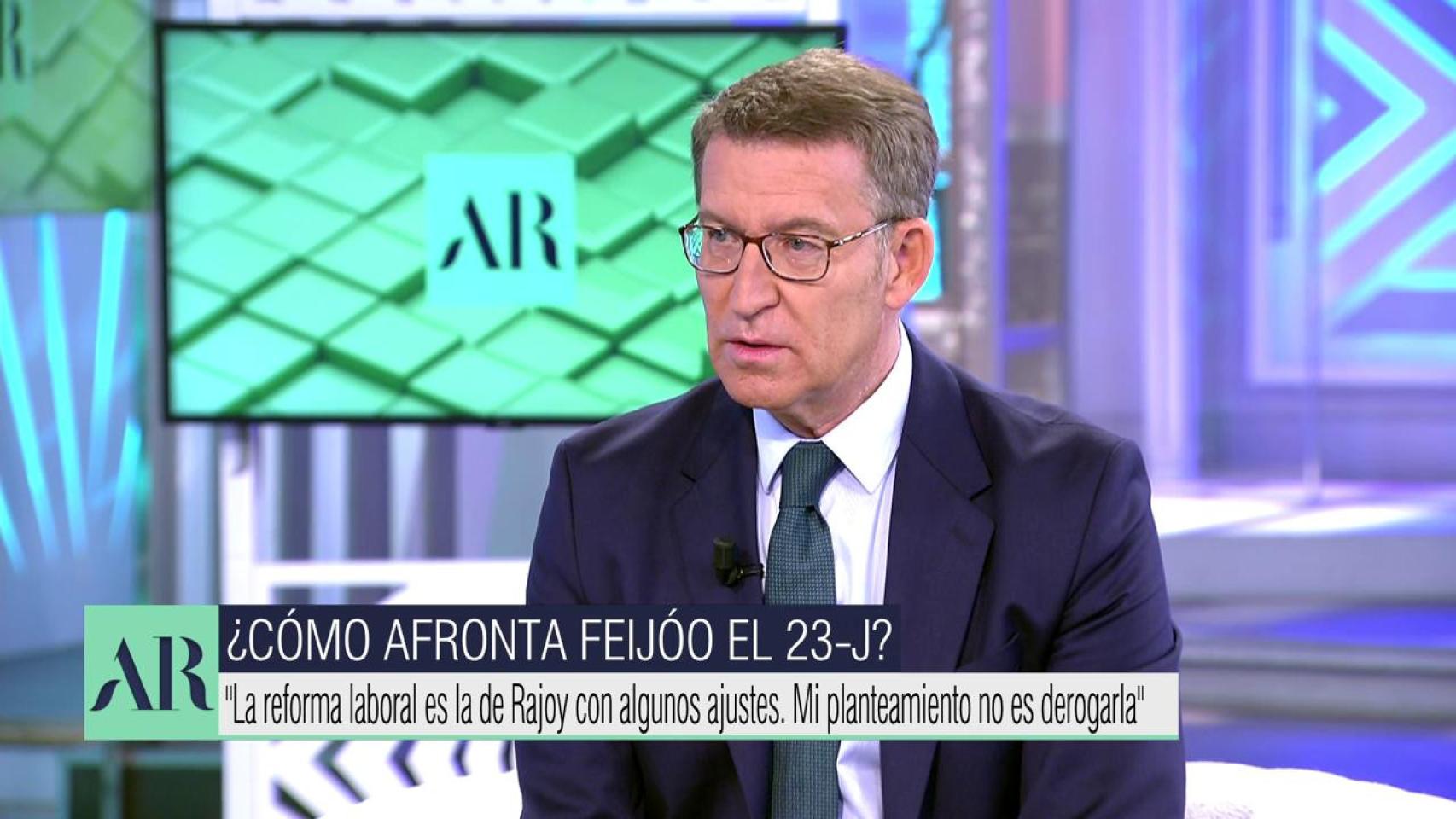 Alberto Núñez Feijóo, líder del PP, este lunes en el programa de Ana Rosa.