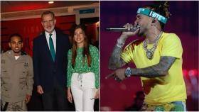 A la izquierda, el cantante Ozuna junto al Rey Felipe VI y la Infanta Sofía. A la derecha, el reggaetonero en 'La Velada del Año III' de Ibai.