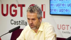 El coordinador de Diálogo Social de UGT Castilla y León, Raúl Santa Eufemia, durante su rueda de prensa de este martes.