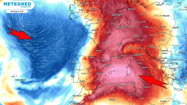 El contraste entre anomalías frías en altura sobre el Atlántico y cálidas sobre el Mediterráneo. Meteored.