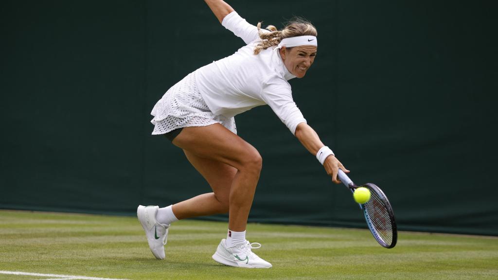 Azarenka, durante la primera jornada de Wimbledon