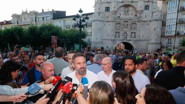 El líder de Vox, Santiago Abascal, este lunes en Burgos.