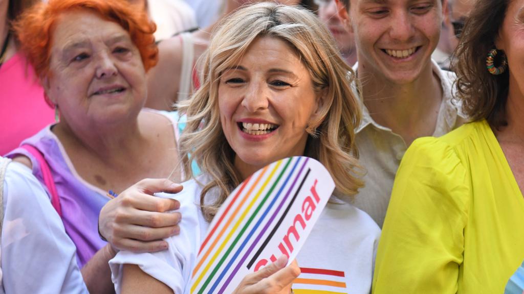 Yolanda Díaz, durante la celebración del Orgullo.