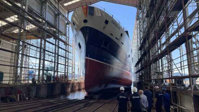 Botadura del oceanográfico Odón de Buen en los astilleros Armón de Vigo.