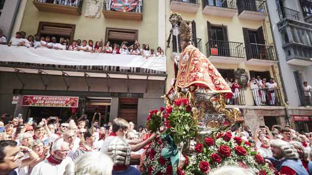 Procesión de San Fermín de 2022, en el centro de Pamplona.