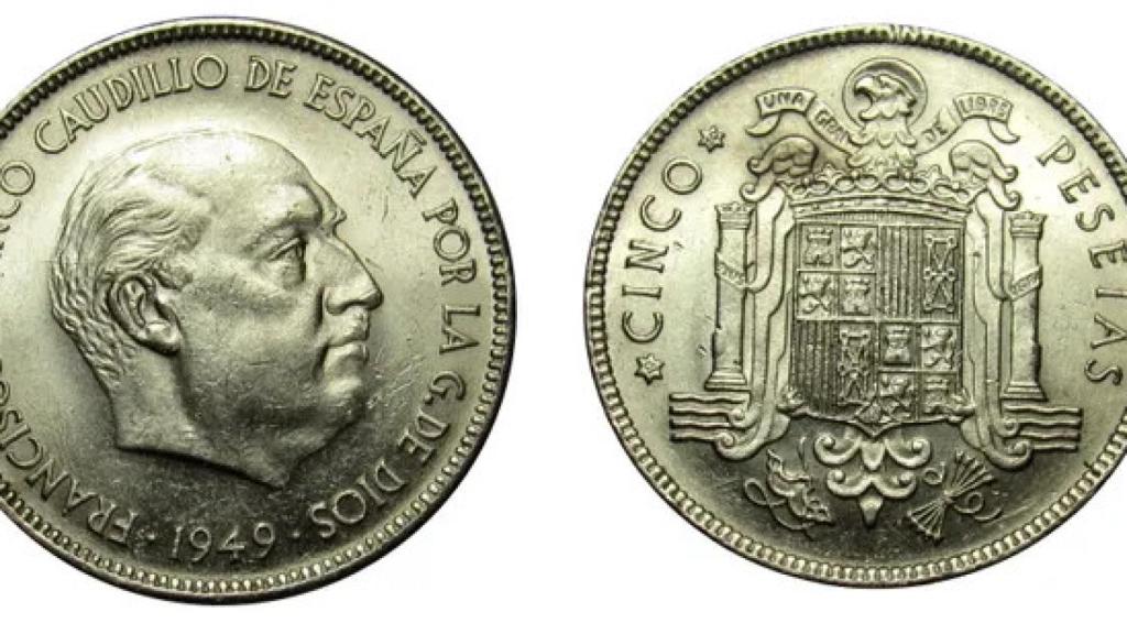 Moneda de 5 pesetas del año 1949