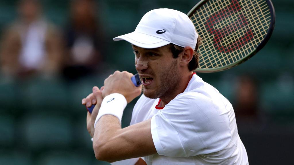 Jarry, en su partido de primera ronda en Wimbledon.