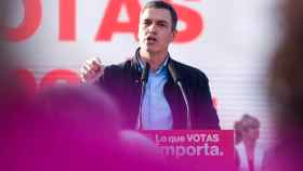 El presidente del Gobierno, Pedro Sánchez, durante una intervención en un acto electoral previo a las elecciones autonómicas y municipales del  28-M.