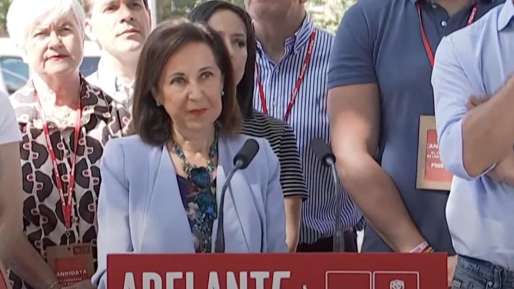 Margarita Robles en el acto de campaña del PSOE en Madrid