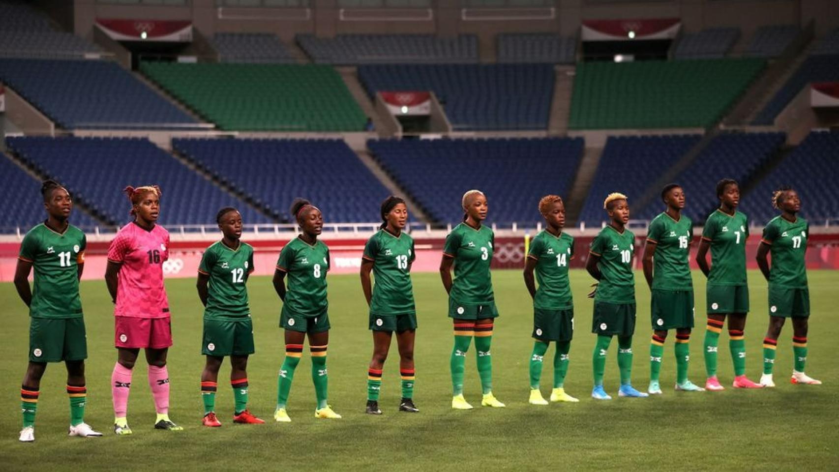 Jugadoras de Zambia durante un partido.