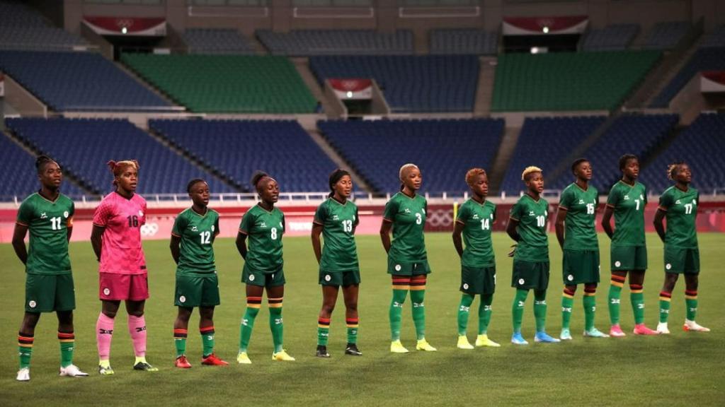 Jugadoras de Zambia durante un partido.