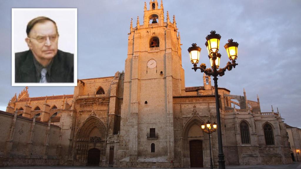 Jesús Escudero Ortiz, en el recuadro, y la Catedral de Palencia