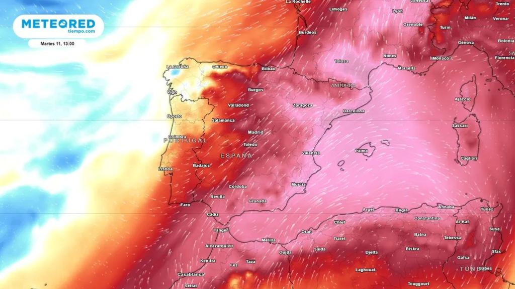 El mapa de anomalías de temperaturas de Meteored.