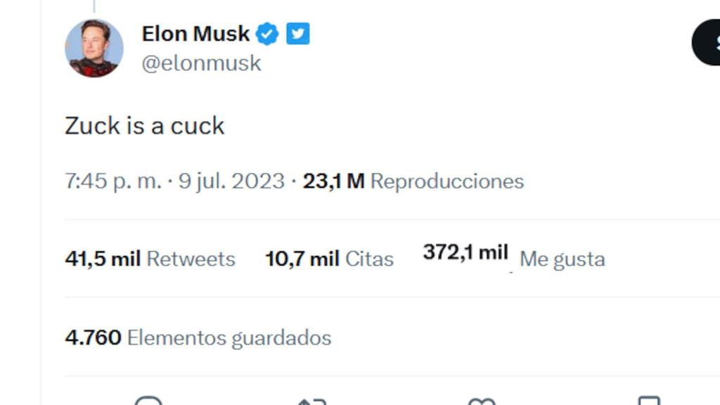 Insulto de Elon Musk a Mark Zuckerberg tras el éxito de la app de Threads