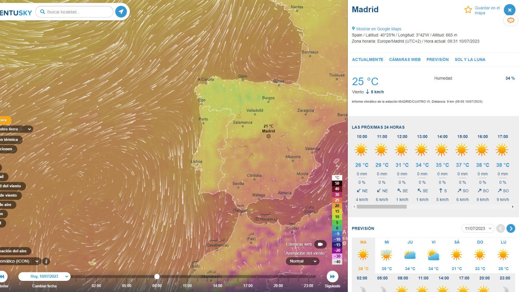 Temperatura en Madrid