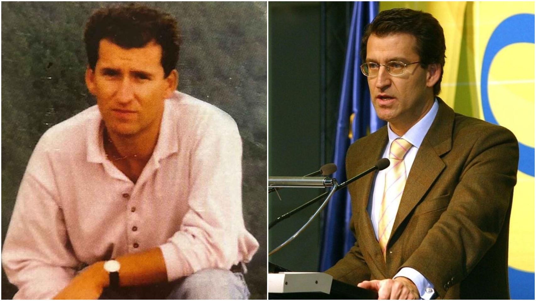 A la izquierda, una imagen de Alberto Núñez Feijóo durante su juventud. A la derecha, el líder del PP durante su etapa en Correos.