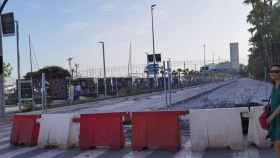 Corte de tráfico en el Frente Litoral de la ciudad de Alicante.