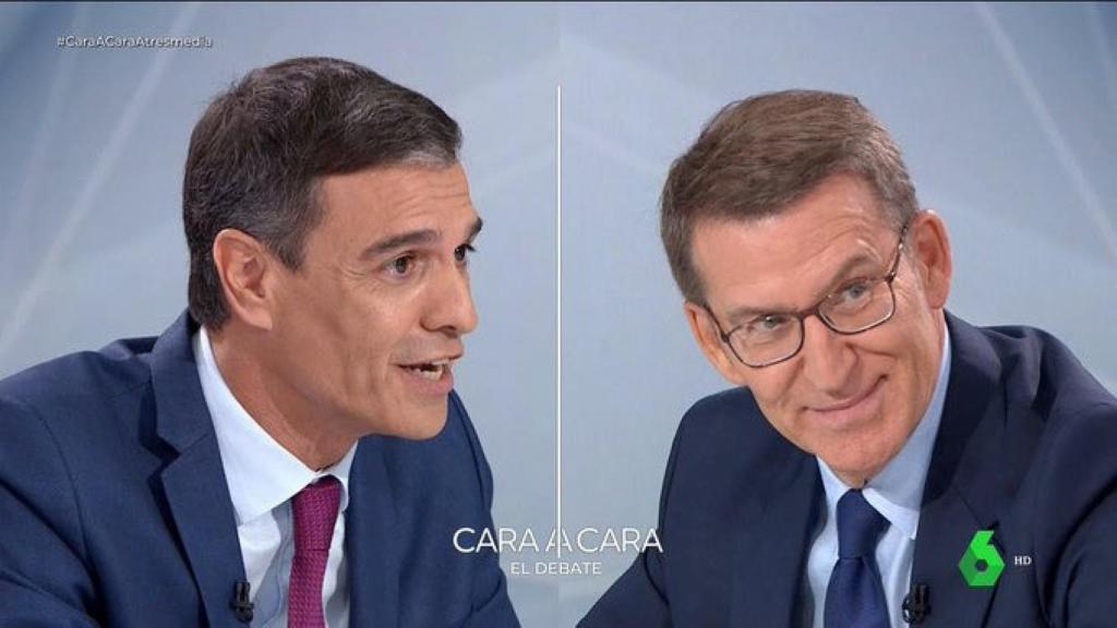 El cara a cara entre Pedro Sánchez y Núñez Feijóo arrasa (46,5%), pero es el menos visto de la historia