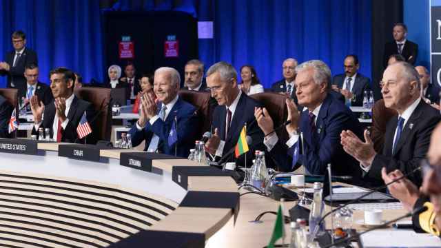 Rishi Sunak, Joe Biden, Jens Stoltenberg y Gitanas Nauseda, durante la cumbre de la OTAN este martes en Vilna