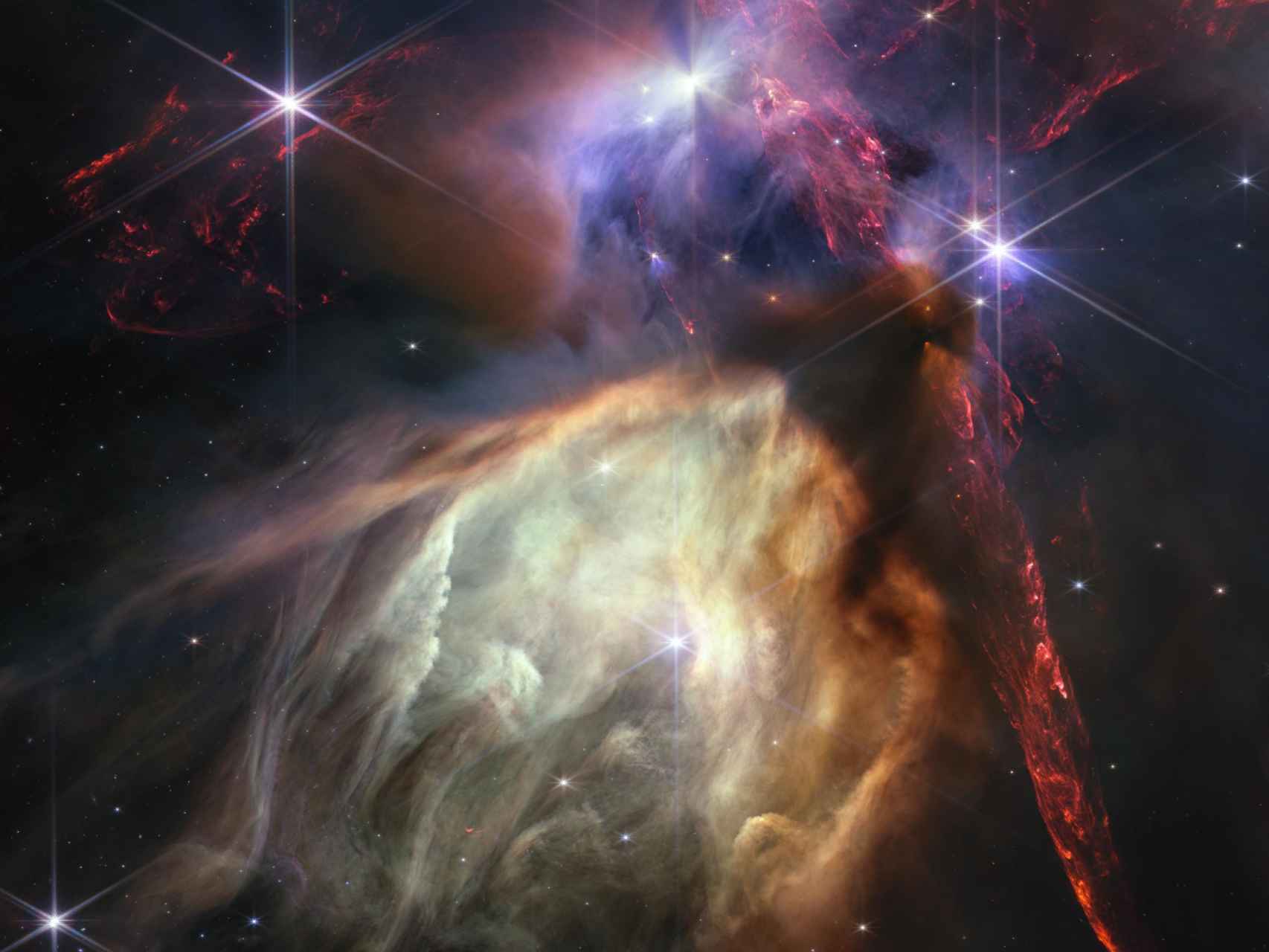 Imagen sin editar del Webb, que muestra el nacimiento de estrellas como nunca antes.