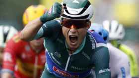 Jasper Philipsen, celebrando su victoria en la undécima etapa del Tour de Francia 2023