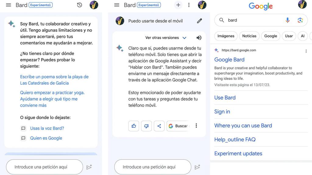 Bard en el móvil