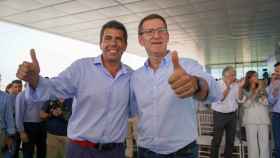 Carlos Mazón y Alberto Núñez Feijóo, en una visita del presidente del PP a Valencia. EE