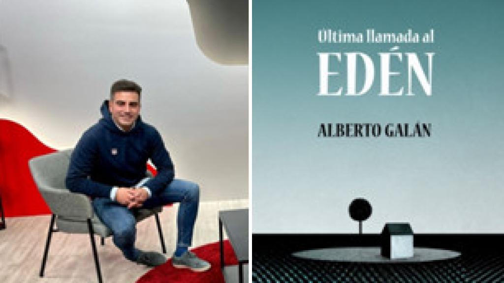 Alberto Galán, y uno de sus libros de poesía