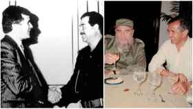 Carlos Cardoen junto a Saddam Hussein y Fidel Castro.
