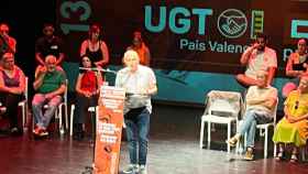 El líder de UGT, Pepe Álvarez, durante su intervención de este viernes en Valencia.