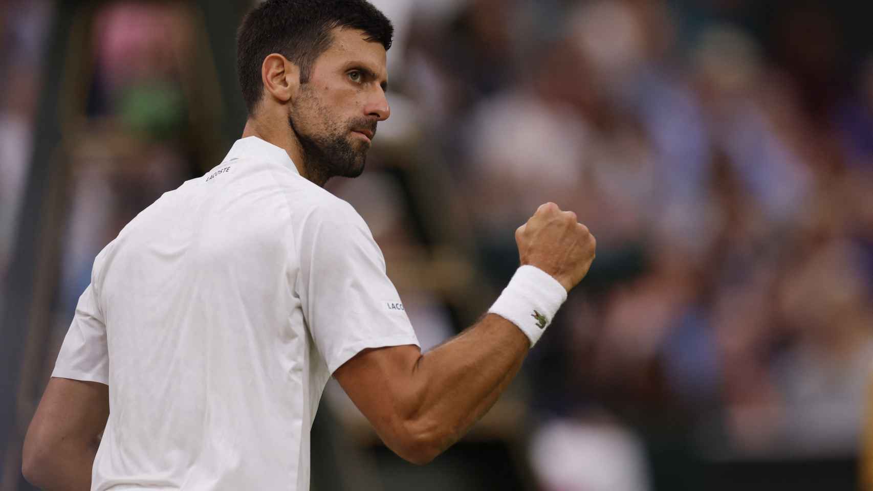 Novak Djokovic, celebrando un punto ante Sinner