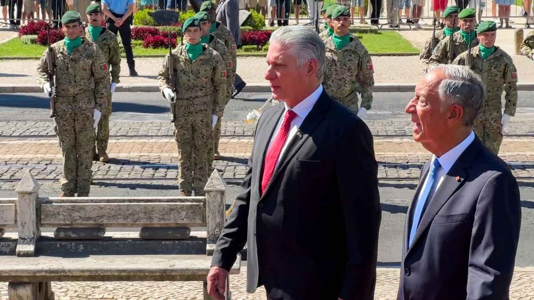 El presidente de Cuba, Miguel Díaz-Canel, y el de Portugal, Marcelo Rebelo de Sousa, el pasado viernes en Lisboa.