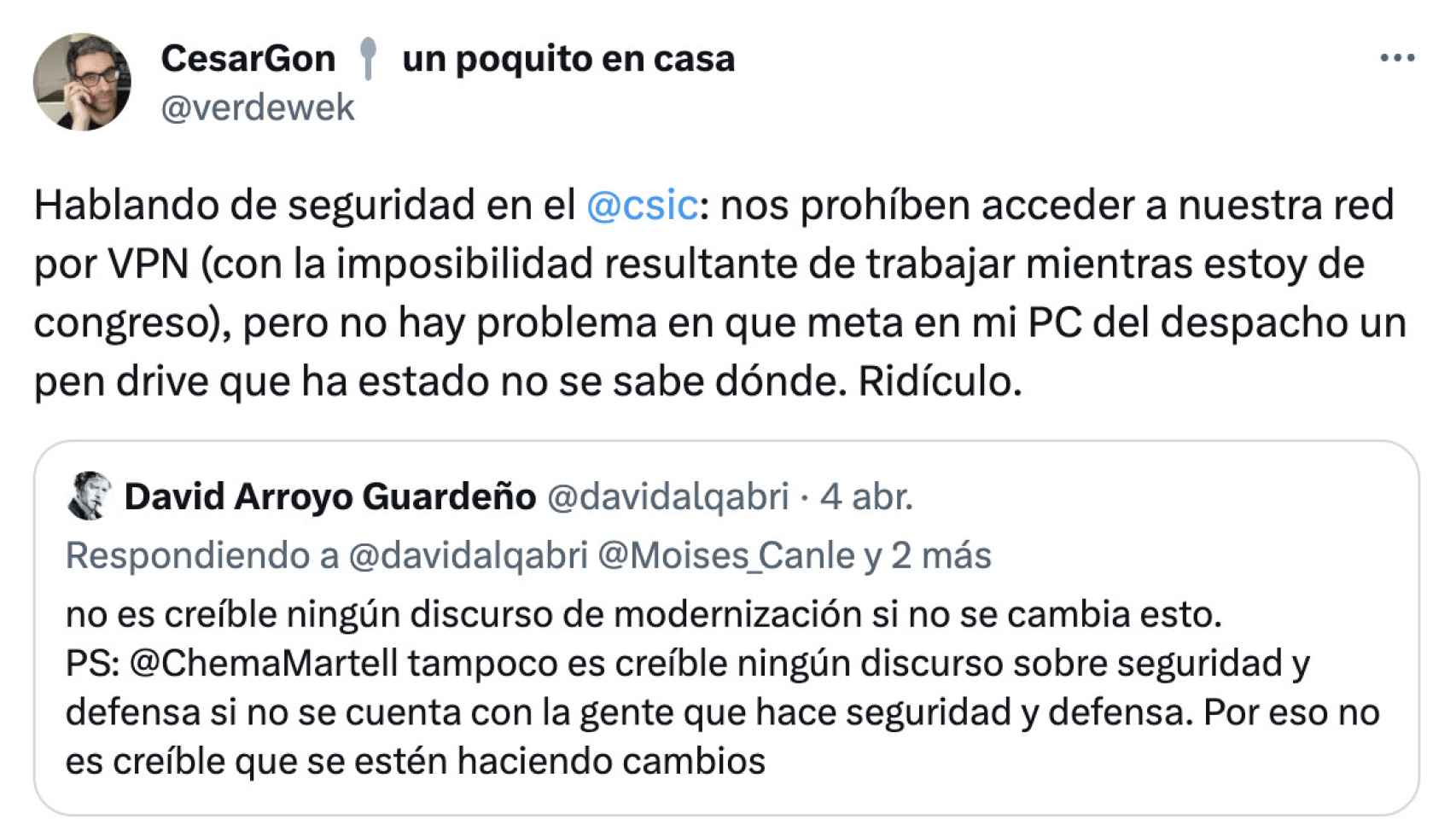 Tuit de César González-Pérez