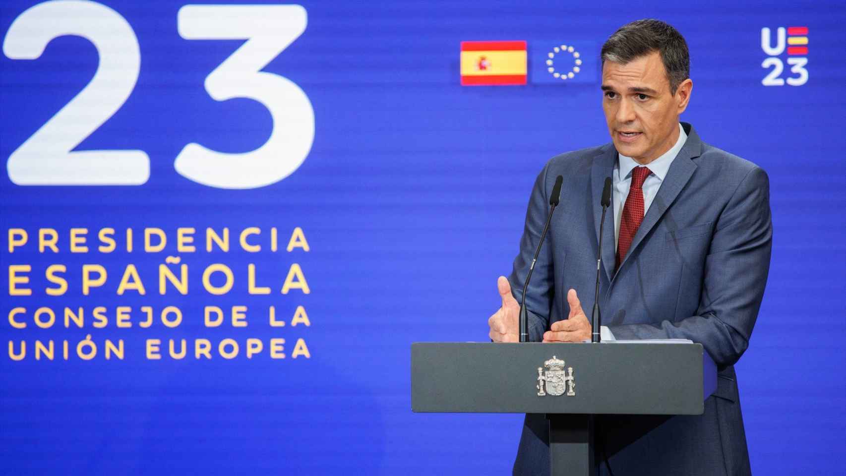 El presidente del Gobierno, Pedro Sánchez, presenta las prioridades de la Presidencia española del Consejo de la UE.