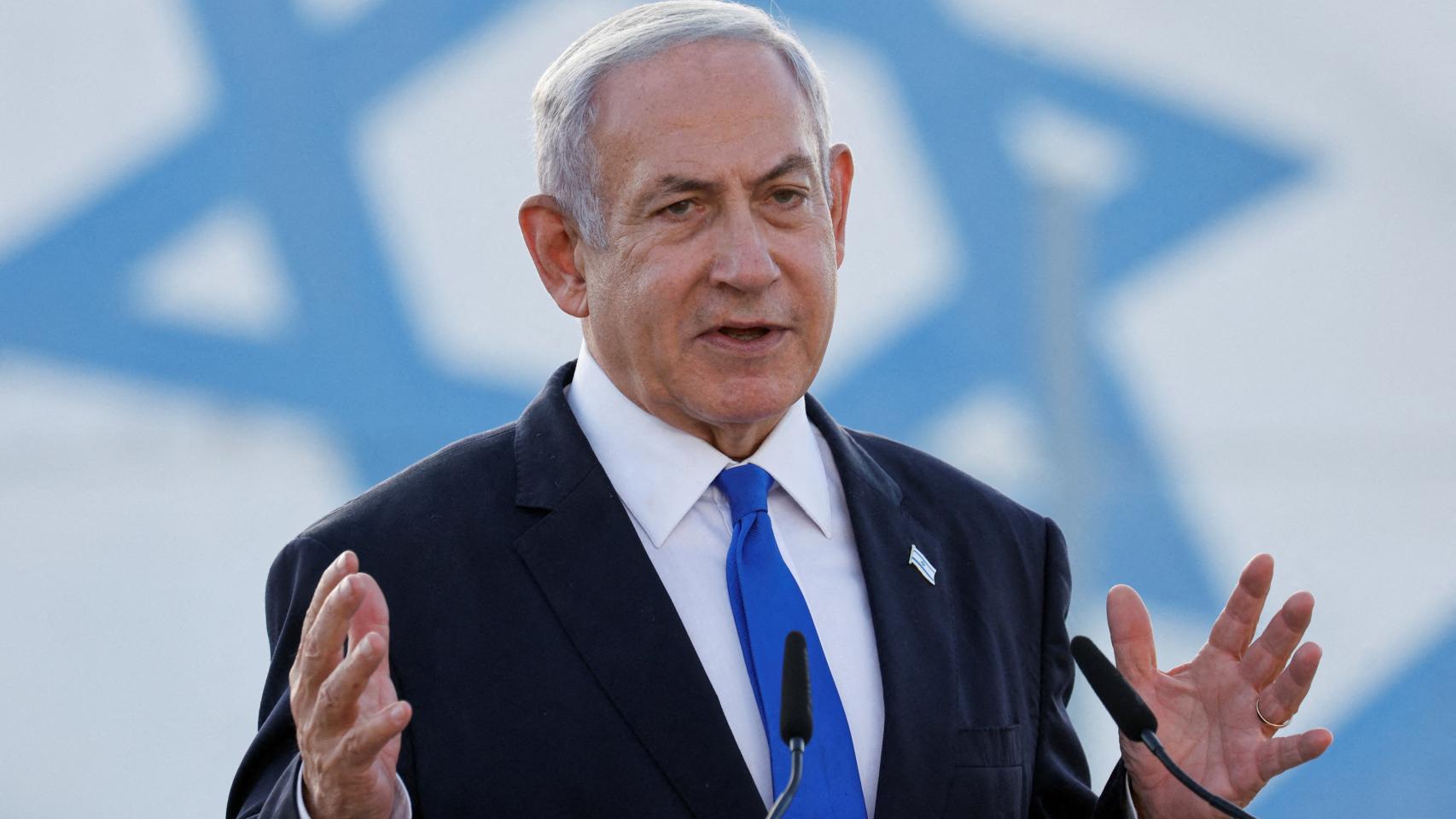 Benjamin Netanyahu en la Base de la Fuerza Aérea de Palmachim.