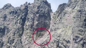 Punto del pico Almanzor donde ha sido rescatado el montañero herido