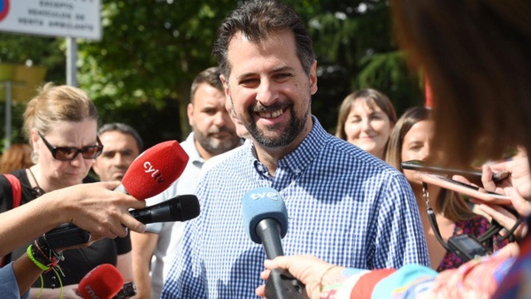 Luis Tudanca, secretario general del PSOE en Castilla y León, en un acto en León