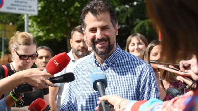 Luis Tudanca, secretario general del PSOE en Castilla y León, en un acto en León