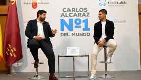 El presidente de la Región de Murcia, Fernando López Miras, en una recepción oficial al tenista Carlos Alcaraz después de ganar el US Open.