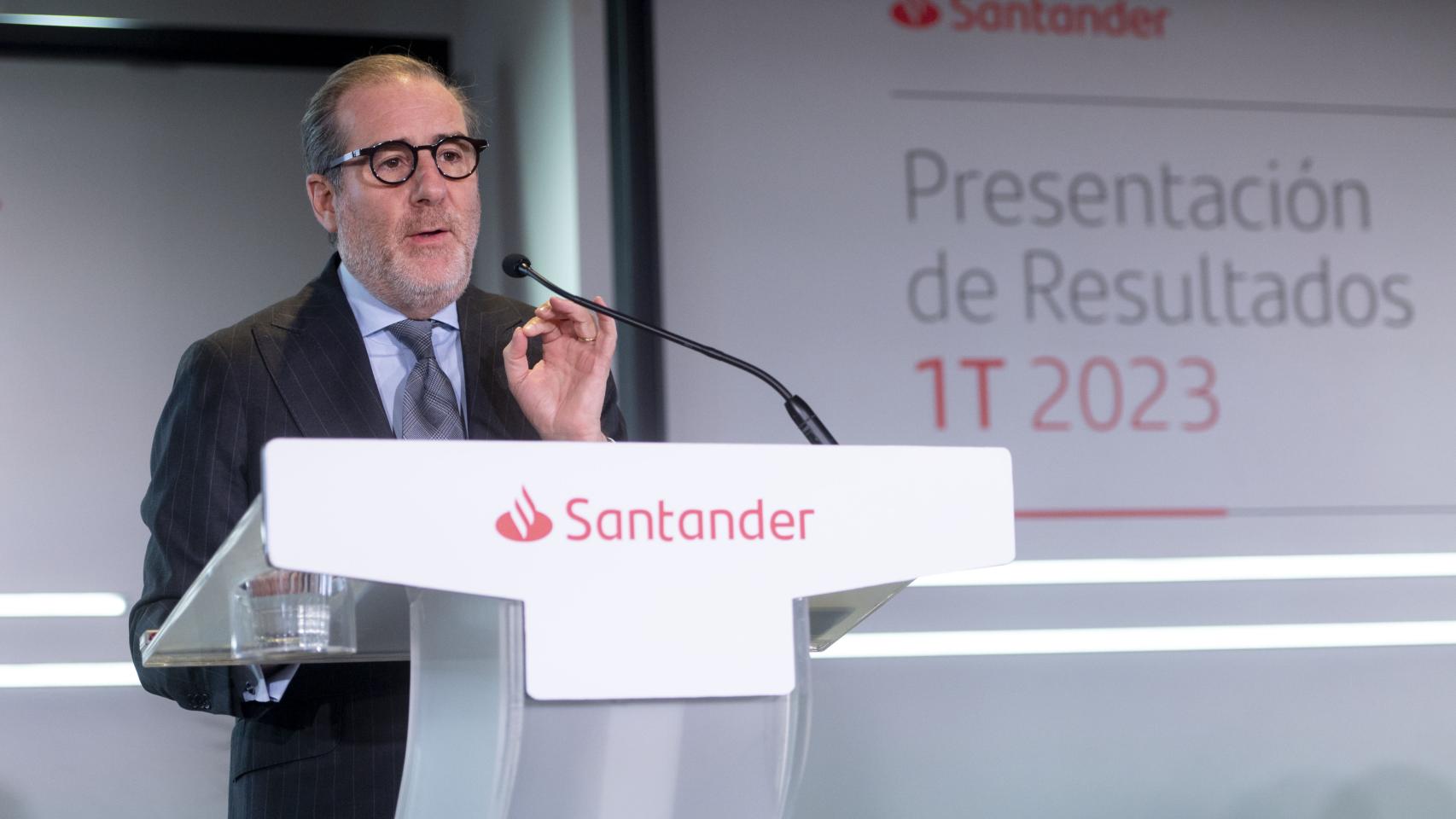 Héctor Grisi, consejero delegado de Santander, el pasado mes de abril en la presentación de resultados del banco.