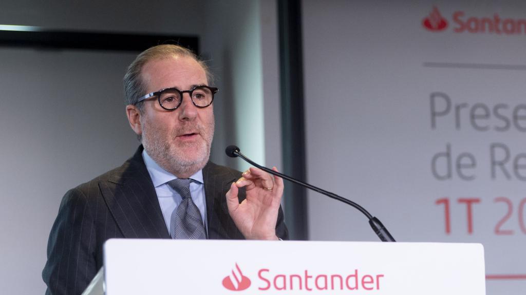 Héctor Grisi, consejero delegado de Santander, el pasado mes de abril en la presentación de resultados del banco.