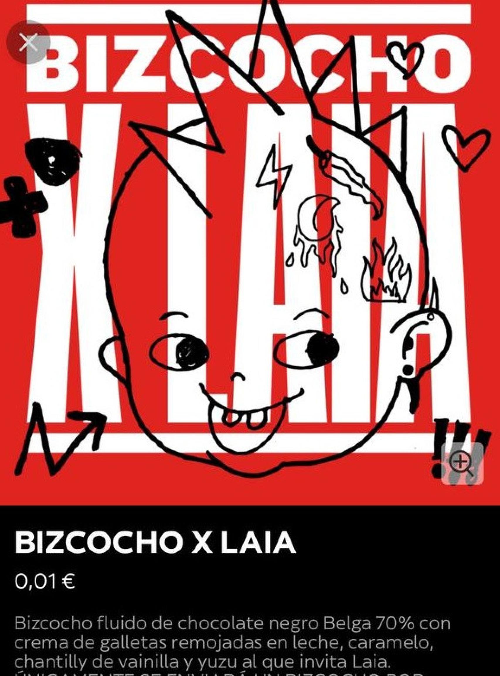 Captura de pantalla del Bizcocho X Laia en la aplicación de Glovo