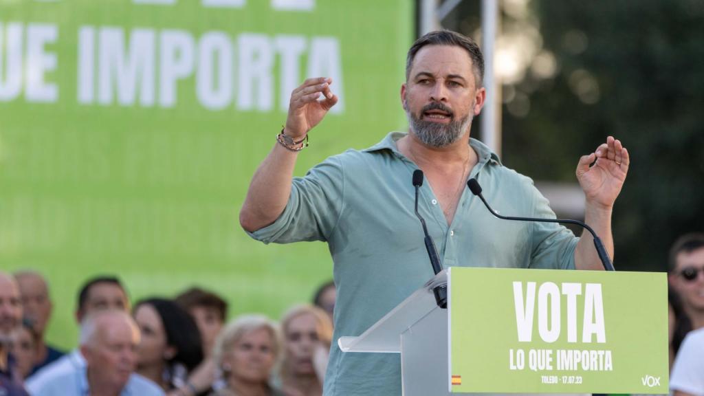 Santiago Abascal durante un mitin en Toledo. / Foto: Javier Longobardo.