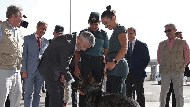 Grande-Marlaska, durante una visita a las instalaciones del Puerto de Algeciras destinadas a la Operación Paso del Estrecho el pasado día 10./