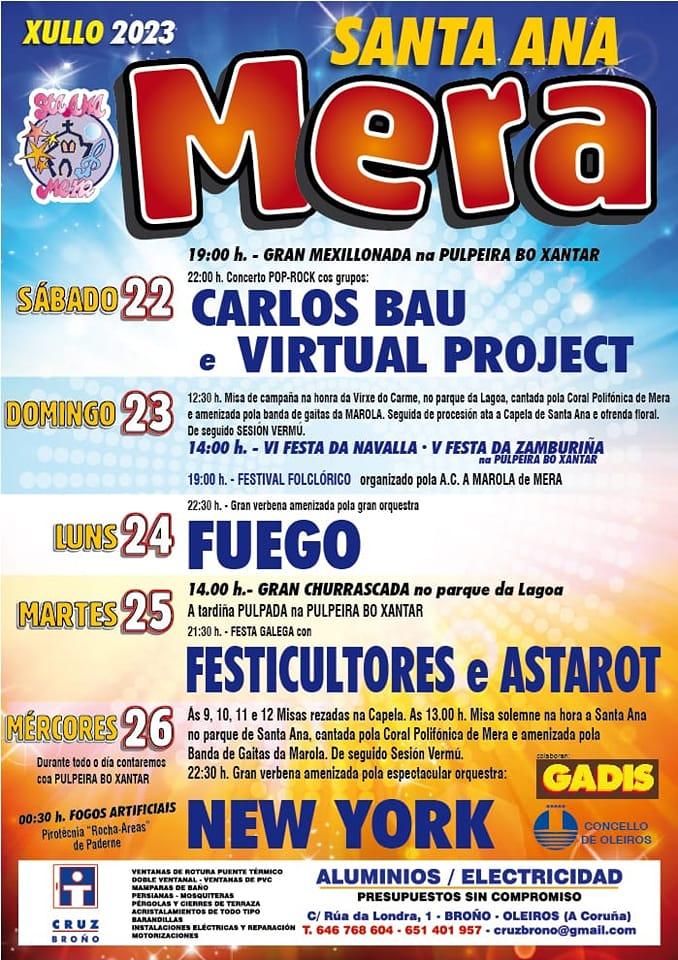 Cartel de las fiestas de Mera (Concello de Oleiros).