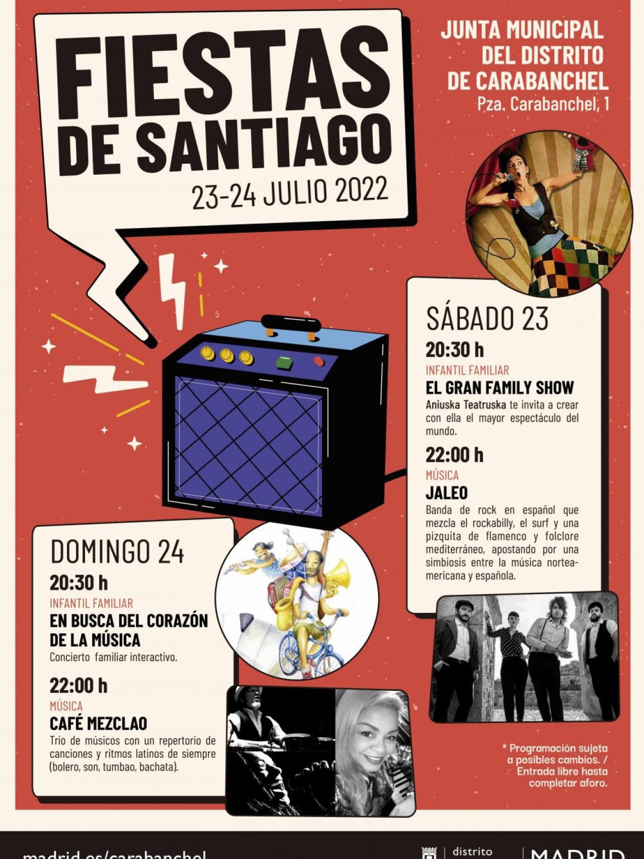Cartel Fiestas de Santiago Carabanchel 2022.