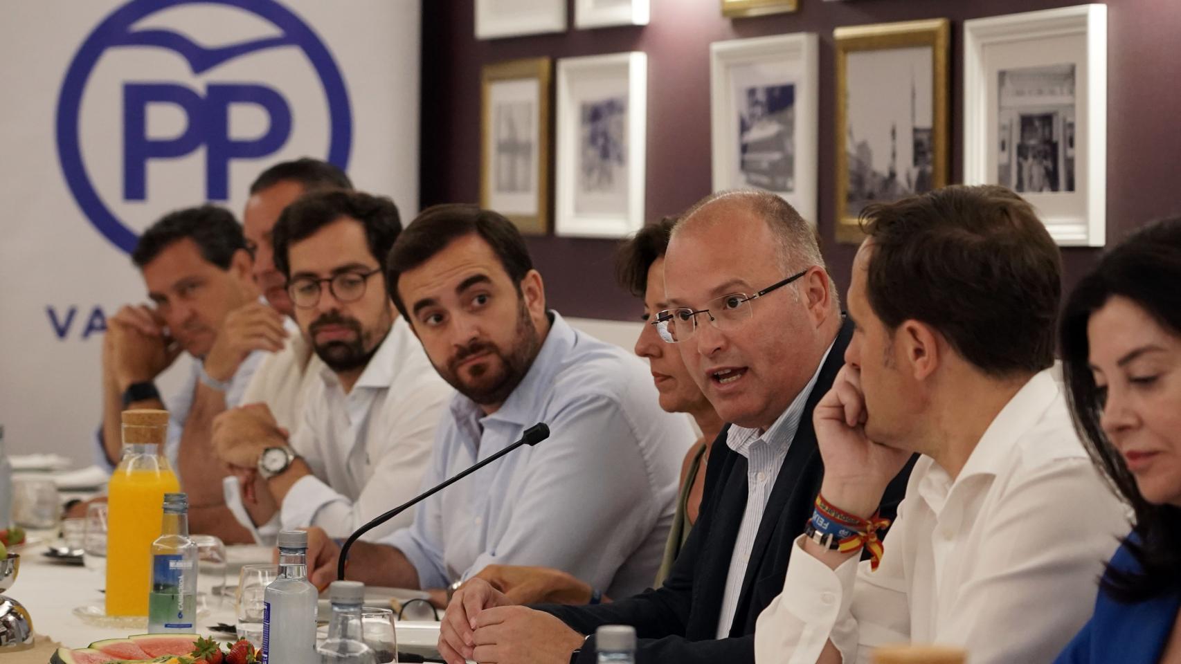 El vicesecretario de Organización del PP, Miguel Tellado, durante su intervención en Valladolid, este miércoles.