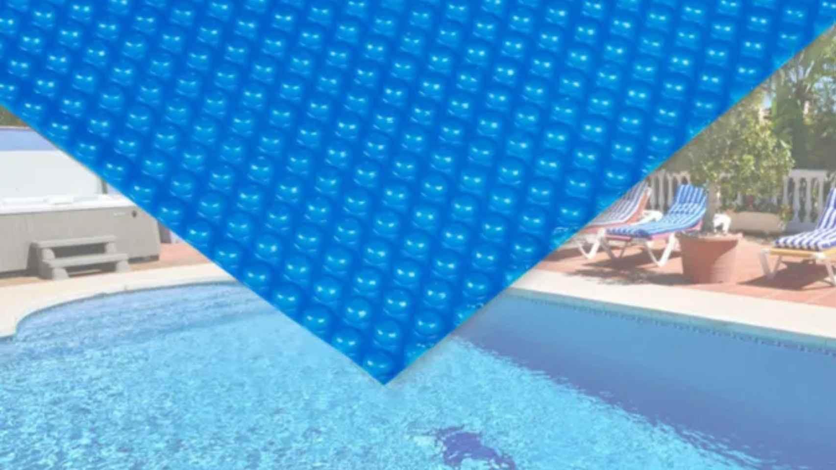 Una cubierta solar y una piscina.